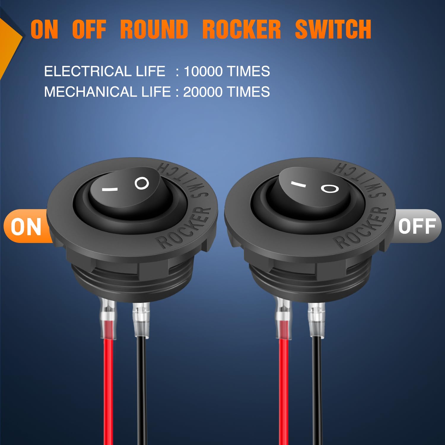 5PCS ON Off Round SPST 20mm Mini 12 Volt DC 2 Pin Circle Toggle Switch with 160mm Wiring Harness Nilight