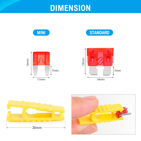180 Pcs Automotive Blade Fuse Kit Standard Mini Fuse Assortment 5A 7.5A 10A 15A 20A 25A 30A 35A 40A with Fuse Puller & Circuit Tester Essential Replacement Fuses for Cars Trucks SUVs