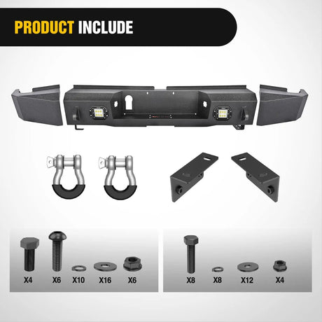 Front Bumper Nilight Rear Step Bumper for 2014 2015 2016 2017 2018 2019 2020 2021 Toyota Tundra Full Width Pickup Truck Rear Step Textured Black Steel with 2X Upgraded 18W LED Lights D-Rings, 2 Years Warranty