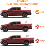 Truck Bed Tonneau Cover Hard Tri-fold Compatible with Ford F150 2015 2016 2017 2018 2019 2020 2021 2022 2023 2024 2025-5.5ft