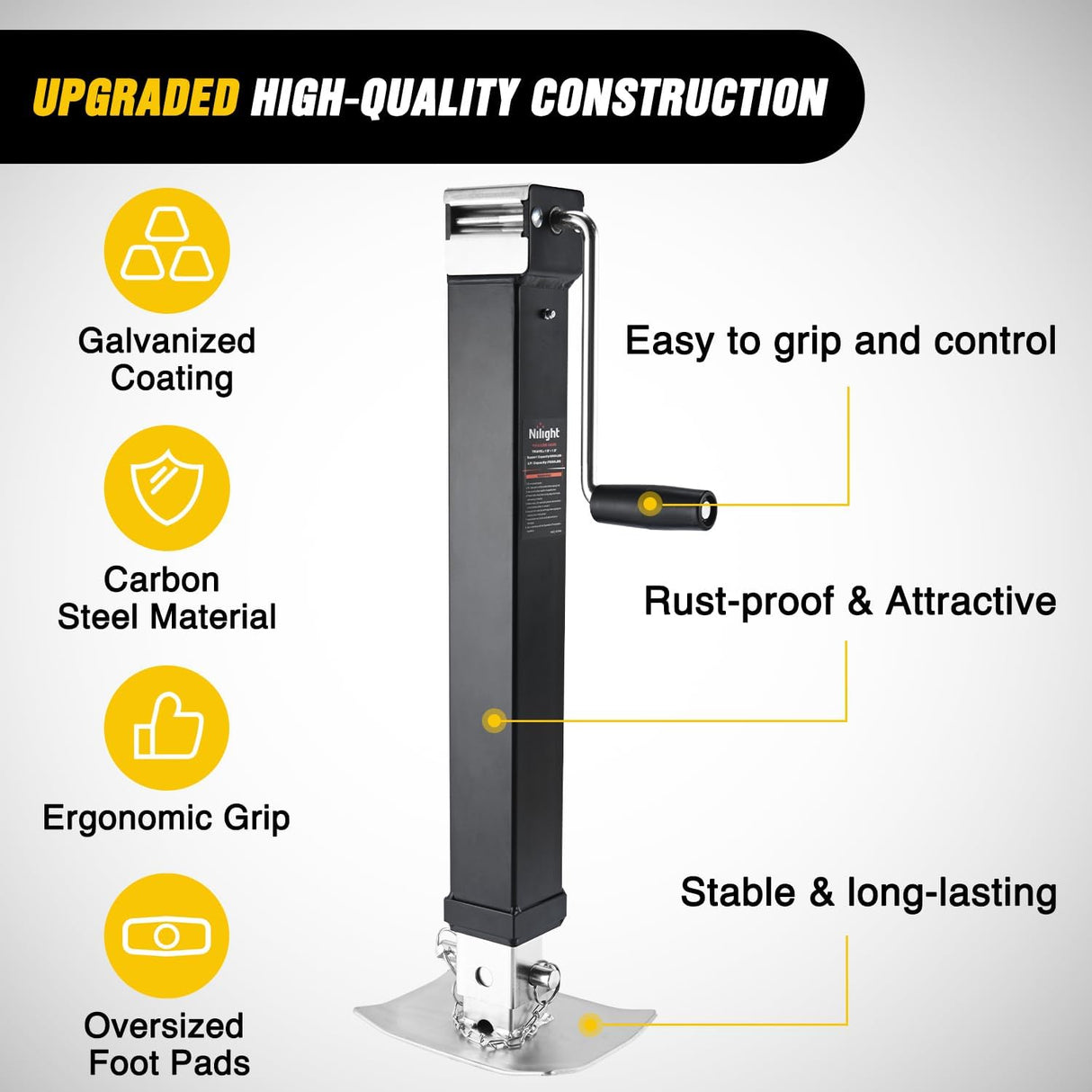 Trailer Jack 8000 LBS Weld On Heavy Duty Trailer Jacks Alloy Steel Square Direct Utility Trailers Tongue Jack 14 Inch Lift Adjustable Drop Leg RV Jack for Boat RV Camper Horse Yacht Trailers