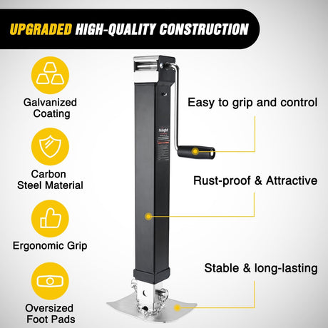 Trailer Jack 8000 LBS Weld On Heavy Duty Trailer Jacks Alloy Steel Square Direct Utility Trailers Tongue Jack 14 Inch Lift Adjustable Drop Leg RV Jack for Boat RV Camper Horse Yacht Trailers