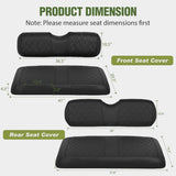 Golf Cart Seat Covers 2PCS Black Leather EZGO TXT RXV | Waterproof Leather No Staple Design All Season Protection Sun Scratch Resistant Fits 1994-2013 EZGO TXT/ RXV