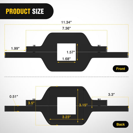 1-1/4 inch Towing Hitch Mount Bracket for Truck Trailer RV SUV Pick Up fit Dual LED Work Light Reverse Rear Back Up Off Road Lights(Towing Hitch Mount Bracket) Without Light