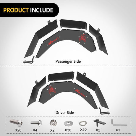 TJ Rear Inner Fender Liners Fit for 1997 1998 1999 2000 2001 2002 2003 2004 2005 2006 Jeep Wrangler TJ & LJ 2PCS Offroad Powder Coated Steel Splash Mud Guard Wheel Well Liner Covers