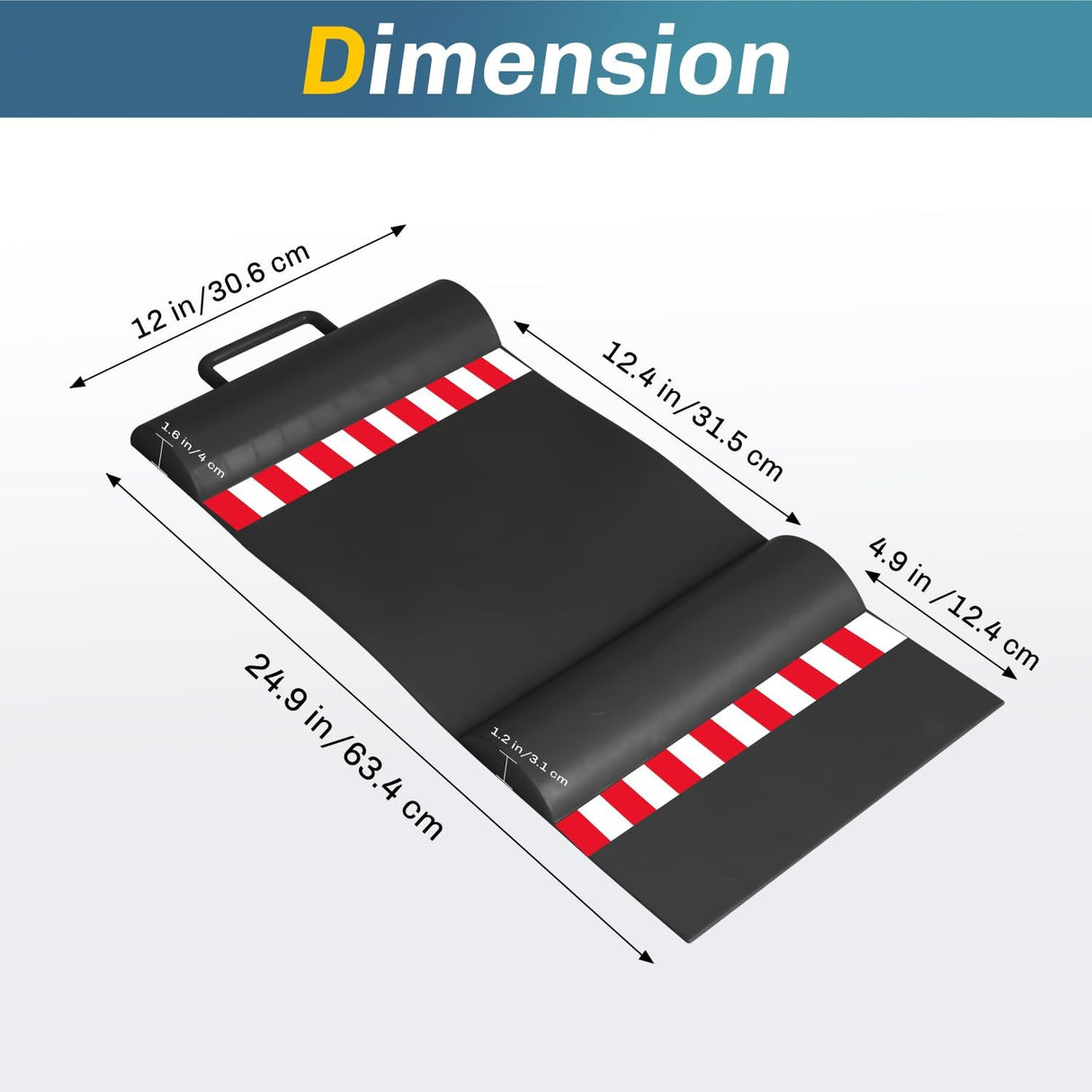 Garage Parking Mat, Durable Wheel Stop Pad Parking Aid with Reflective Strips for or Cars SUVs Trucks, 1-Pack