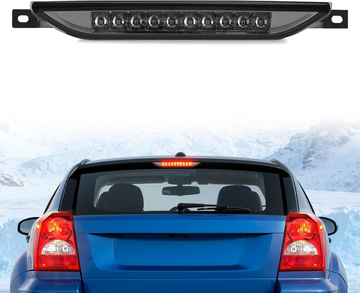 Third Brake Light for Dodge Caliber 2007-2012 Cherokee 2011-2017 | for Dodge Caliber 2007-2012, Durango 2011-2017, Jeep Cherokee 2011-2017, Compass 2007-2016, High Mount 3rd Stop Lamp, Smoked