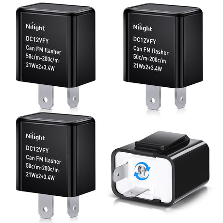 4PCS Flasher Relay Adjustable 2 Pin Electronic Blinker Relay 12V Fixes Motorcycle Turn Signal and Hazard Warn Hyper Blink Flash or No Flash for LED and Halogen Bulbs