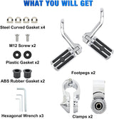 1.25 Inch Motorcycle Highway Pegs For Harley Davidson Touring Road King Street Glide Sportster, Adjustable Long Angled Foot Pegs Clamp Universal For 1-1/4 Inch Engine Guard Crash Bars Highway Footpegs