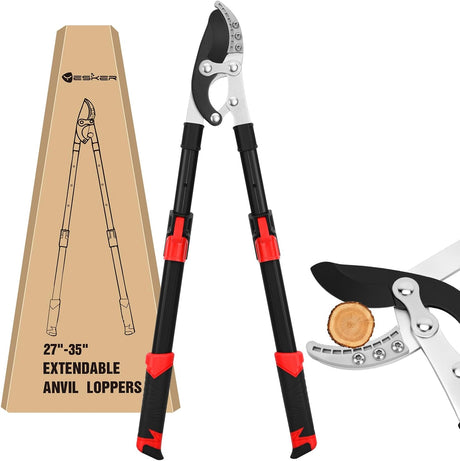 27-35 Inch Extendable Loppers for Tree Trimming Heavy Duty Tree Trimmer Bypass Loppers with Compound Action Sharp Anvil Blade up to 2 Inch Cut Capacity Branch Cutter Chops Thick Branches Ease