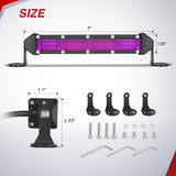 Slim LED Light Bar 2Pcs 7 Inch 16LED Single Row Spot Flood Combo Purple Off Road Driving Decoration Neon Hunting Lighting for 12V 24V ATV UTV Pickup Truck Tractor