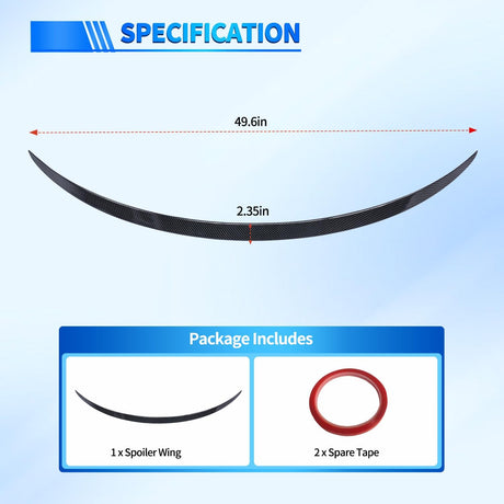 Spoiler Fit for Tesla Model 3 2017-2023 Spoilers for Cars Rear Spoiler Wing Sporty Appearance Rear Trunk Lip Exterior Accessories No-Drill Installation ABS Carbon Fiber Pattern, Glossy Black