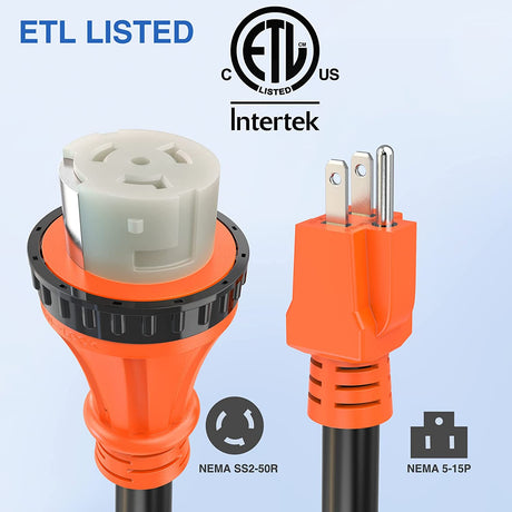 15AMP to 50AMP RV Locking Adapter Cord Nilight