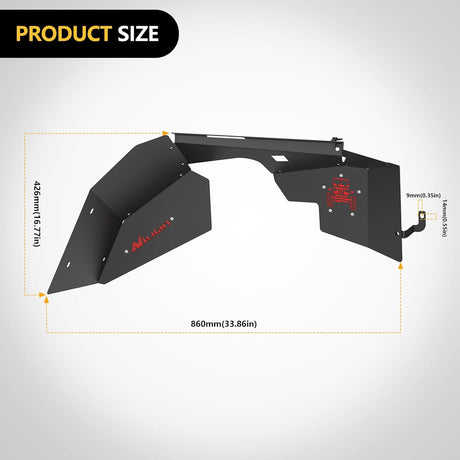 TJ Front Inner Fender Liners Fit for 1997 1998 1999 2000 2001 2002 2003 2004 2005 2006 Jeep Wrangler TJ & LJ, 2PCS Offroad Powder Coated Steel Splash Mud Guard Wheel Well Liner Covers