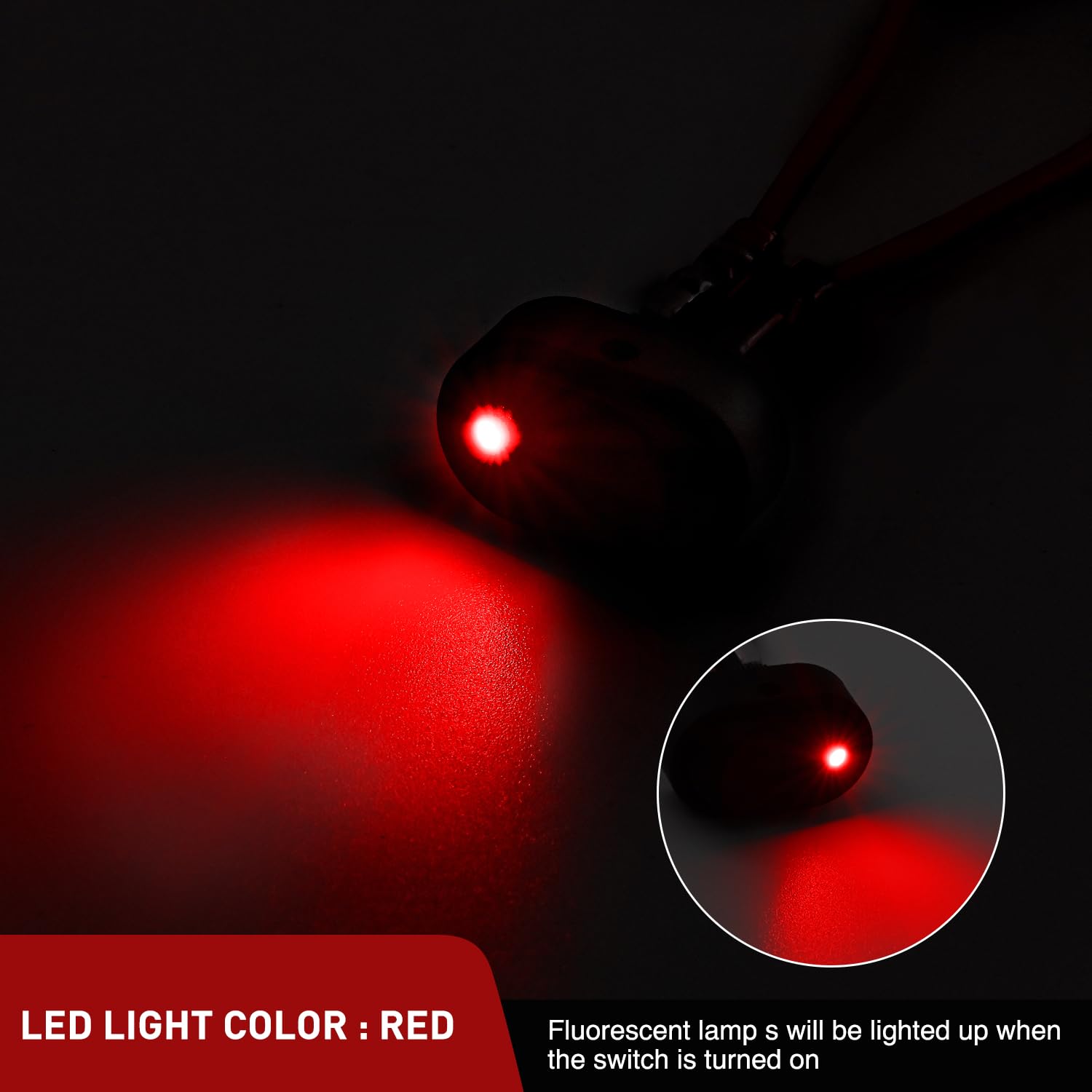 5Pcs 12V 30A Round Toggle LED Switch with Red LED Indicator Nilight