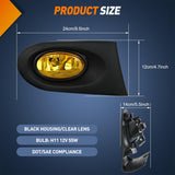 Nilight Fog Lights Assembly Compatible with 2002 2003 2004 Acura RSX Left Driver and Right Passenger Side Amber Lens w/H11 12V 55W Bulbs