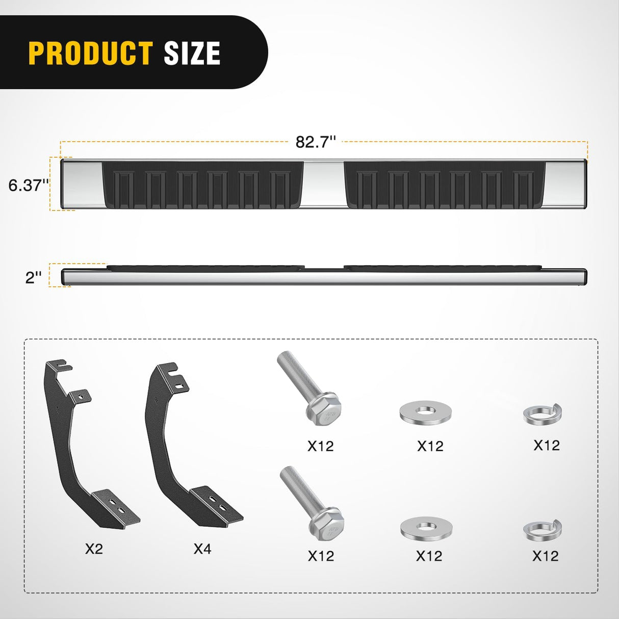 Running Boards for 2022 2023 2024 2025 Toyota Tundra Crew Max Cab 4 Full Size Doors 6 Inch Stainless Steel Bolt-on Side Step Nerf Bars