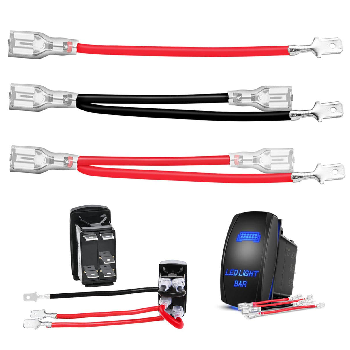 2 PCS 5 Pin Rocker Switch Jumper Wires Set for 5Pin Toggle On/Off Rocker Switch Wiring fot Automotive Polaris Ranger RZR ATV Console Switch Install 1 Set Switch Not Included