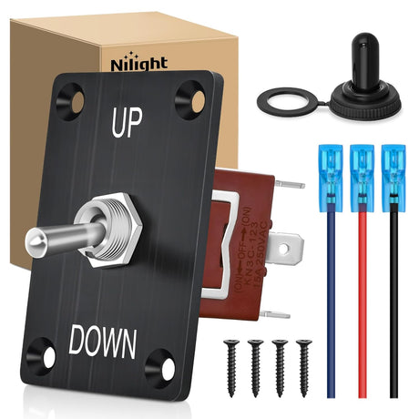 Heavy Duty Momentary Toggle Switch Waterproof 3 Pin 3 Position (ON)-Off-(ON) SPDT 12V DC 30A with Up-Down Mounting Panel and Weatherproof Cap Cover for Auto Car Marine Boat Automotive