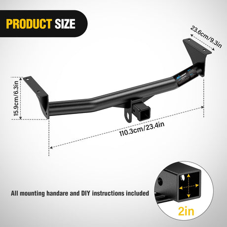 Class 3 Trailer Hitch 2 Inch Receiver Tow Hitch Compatible with Chevrolet Colorado/GMC Canyon 2015 2016 2017 2018 2019 2020 2021 2022 Black Powder Coated