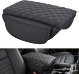 Center Console Cover for Jeep Wrangler JL Gladiator JT 2018-2026 | Nappa Leather Armrest Cover for Car with Storage Pocket Waterproof Center Console Pad Anti-Scratch Arm Rest Box Cover, Black