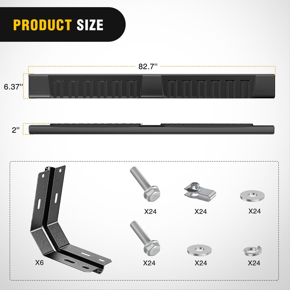 Running Boards for 1999-2016 Ford F-250 F-350 F450 F550 Super Duty Crew Cab 4 Full Size Doors 6 Inch Side Step Nerf Bars Black