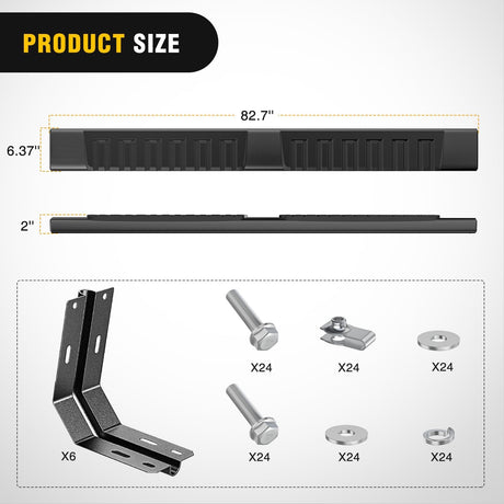 Running Boards for 1999-2016 Ford F-250 F-350 F450 F550 Super Duty Crew Cab 4 Full Size Doors 6 Inch Side Step Nerf Bars Black