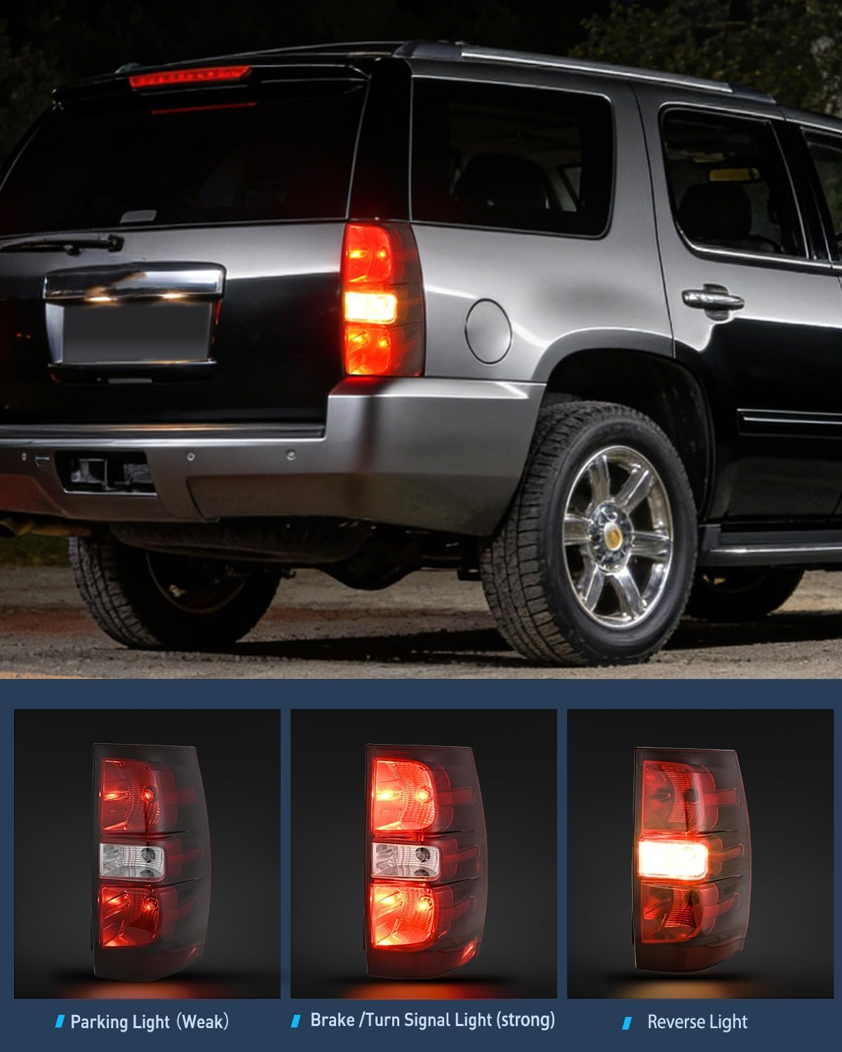 Taillight Assembly Compatible With 2007 2008 2009 2010 2011 2012 2013 2014 Chevy Chevrolet Tahoe Suburban Tail Lights Rear Lamps Replacement Passenger Side Dark Red