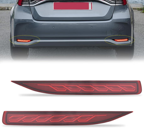 Rear Bumper Tail Light Compatible with 2019 2020 2021 2022 2023 2024 2025 Toyota Corolla Red Lens LED Reflector Bumper Lamp Brake Turn Signal Sequential Flashing Driving Taillights Replacement