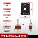 Heavy Duty Momentary Toggle Switch Waterproof 3 Pin 3 Position (ON)-Off-(ON) SPDT 12V DC 30A with Up-Down Mounting Panel and Weatherproof Cap Cover for Auto Car Marine Boat Automotive