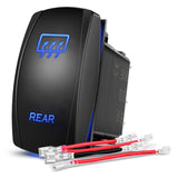 Rear Rocker Switch Led Light Bar Switch 5 Pin Laser On Off | SPST Switches 20A/12V 10A/24V Blue with Jumper Wires Set for Cars Trucks Boats ATVs UTVs RVs