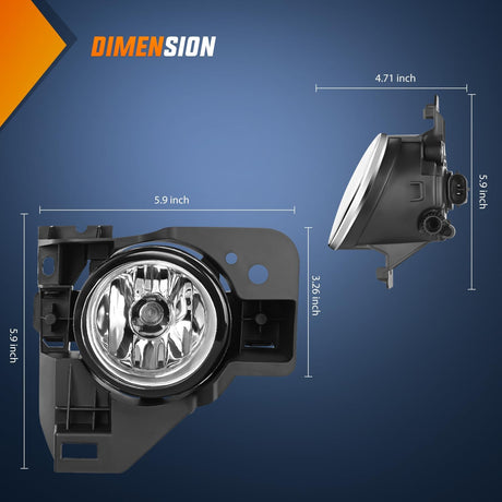 Fog Light Assembly Compatible with 2009 2010 2011 2012 2013 2014 Nissan Maxima Clear Lens Lamps Replacement H11 12V 55W Bulbs