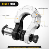 2 Pack 3/4 Inch D-Ring Separate Shackle 45,000 Lbs Break Strength | Includes 7/8 Inch Lock Pin, Isolators and Washers Off Road Recovery, for Tow Strap Winch Truck Vehicle Black&White