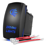 Driving Lights Rocker Switch Led Light Bar 5 Pin Laser On Off SPST Switches 20A/12V 10A/24V Blue with Jumper Wires Set for Cars Trucks Boats ATVs UTVs RVs
