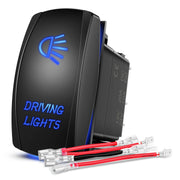 Driving Lights Rocker Switch Led Light Bar 5 Pin Laser On Off SPST Switches 20A/12V 10A/24V Blue with Jumper Wires Set for Cars Trucks Boats ATVs UTVs RVs