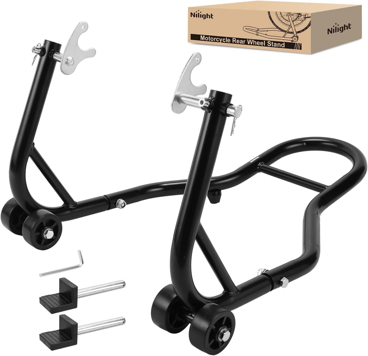 Universal Motorcycle Rear Wheel Stand Lift 850lbs with U + L Fork for Suzuki Yamaha Honda Kawasaki, Black