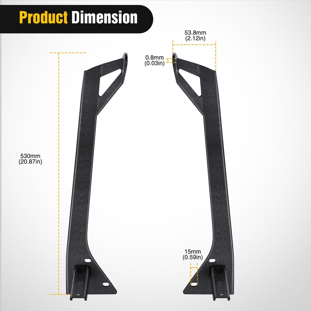 50inch Light Bar Windshield Frame Mounting Brackets for Jeep Wrangler TJ 1997-2006 No-Drill A-Pillar Light Mount for Pod Lights, Heavy Duty Steel Off-Road LED Light Bar Dual Mount