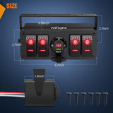 Rocker Switch 4 Gang Rocker Switch Box 12V SPST ON Off Toggle Switches PD Type C and QC 3.0 USB Charger Voltmeter LED Light Waterproof Aluminum Mount Bracket Panel DIY Stickers for Boat Car RV Truck
