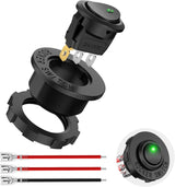 1PC Round Rocker Switch with Shell 12V 24V 20A Green LED Toggle swtich with 16AWG Wires SPST 3Pin 2 Position for Car Truck Vehicle Boat Marine Rocker On Off Control