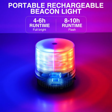 18LED Strobe Lights Red Blue Wireless Rotating Emergency Safety Flashing Beacon Light with Magnetic Base Mount and Two Types of Plugs for Vehicle UTV Truck Forklift Tractor Snow Plow