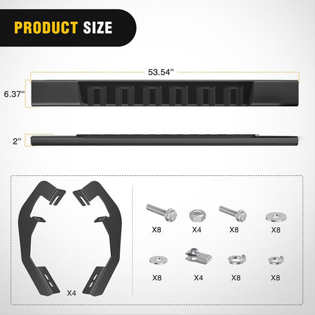 Running Boards for 2007-2018 Chevrolet Silverado GMC Sierra 1500HD 2007-2019 Chevy Silverado GMC Sierra 2500HD 3500HD Regular Standard Single Cab 6 Inch Side Step Nerf Bars Black