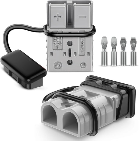 Anderson Connector 120AMP 4AWG Anderson Plug 12V-36V Battery Quick Connect/Disconnect Wire Harness Plugs Connectors Kit for 4 Gauge Cables Car Marine ATV Trailer Towing Winch Motor 2 Pack Grey