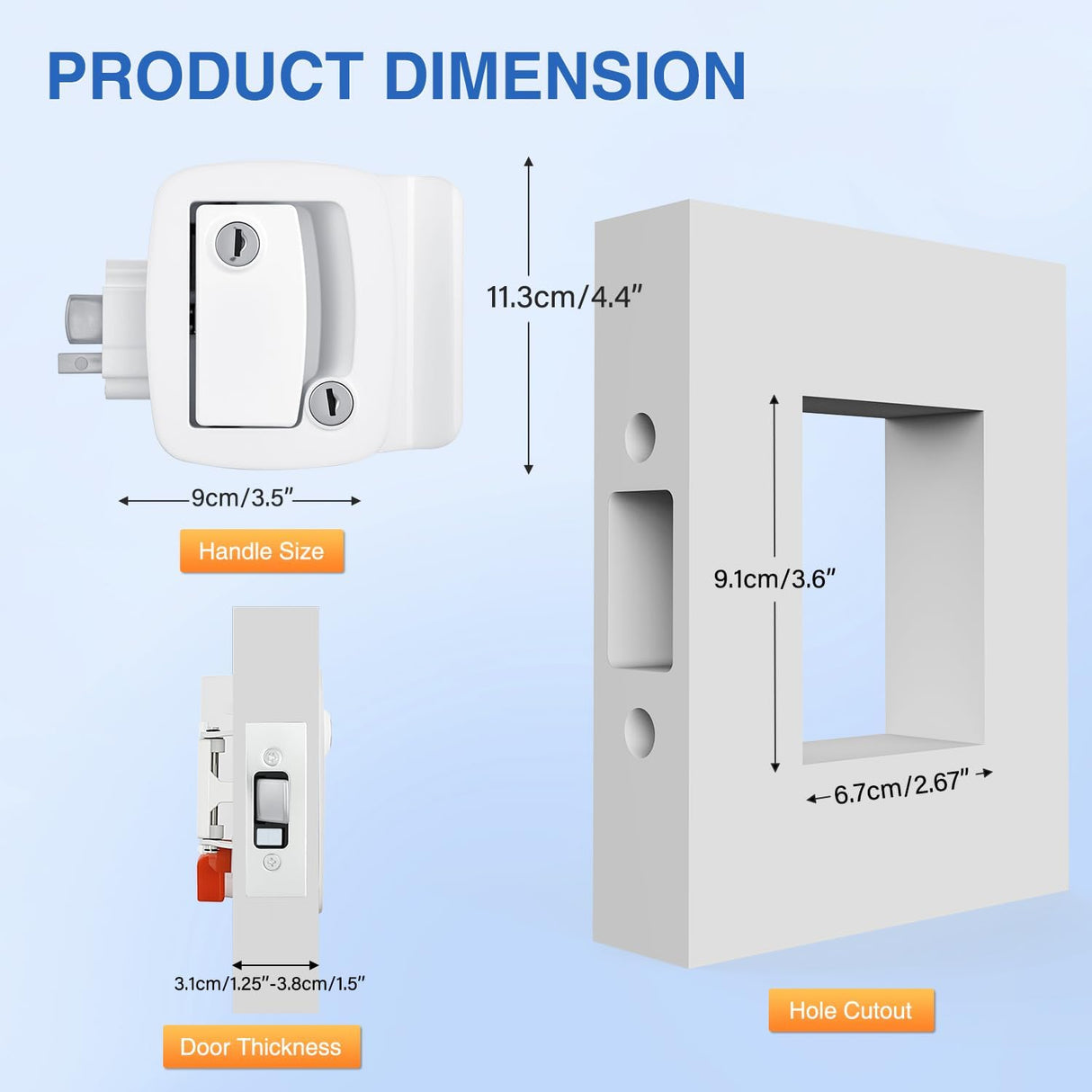 RV Door Lock Replacement with Paddle Deadbolt 100% Zinc Alloy Entry Locks Handle Latch 4 Keys Heavy Duty Enclosed Camping Locking Kit Fits RVs Campers Travel Trailers Horse Cargo Haulers