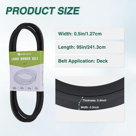 144959 Deck Belt for Craftsman 1/2 Inch x 95 Inch Mower Drive Belts for Husqvarna Poulan AYP Craftsman LT1000 LT2000 LT3000 Lawn Mowers Durable Aramid Cord Replaces OE# 532144959 144959D 21547027 24690