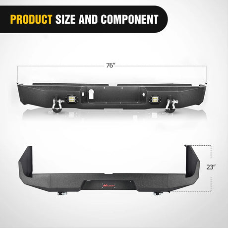 Front Bumper Nilight Rear Step Bumper for 2014 2015 2016 2017 2018 2019 2020 2021 Toyota Tundra Full Width Pickup Truck Rear Step Textured Black Steel with 2X Upgraded 18W LED Lights D-Rings, 2 Years Warranty