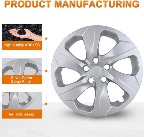 Wheel Cover Hubcaps 17 Inch Compatible for Toyota RAV4 2019 2020 2021 2022 2023 2024 2025 Hub Caps 17 inch Set of 4 Rim Covers Protector Wheel Replacement 42602-0R040 42602-42040, Silver