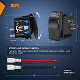 Marine Rocker Switch Toggle Switch 2 Pin On Off SPST Switches 20A/12V 10A/24V Waterproof Switch with Jumper Wires Set for Cars Trucks Boats ATVs UTVs RVs