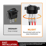 1PC Round Rocker Switch with Shell 12V 24V 20A Blue LED Toggle swtich with 16AWG Wires SPST 3Pin 2 Position for Car Truck Vehicle Boat Marine Rocker On Off Control