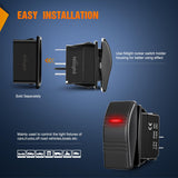 Marine Rocker Switch LED Light Bar Toggle Switches On Off 3 PIN SPST with Red Backlit 20A/12V 10A/24V with Jumper Wires Set for Cars Trucks Boat ATVs UTVs RVs