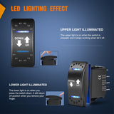 Down Up Polarity Reverse Blue LED Switch DPDT 20A 12V 24V 7PIN Momentary Rocker ON Off ON Toggle with Jumper Wires and Adaptor for Control Motor for Hoist Crane Linear Actuator